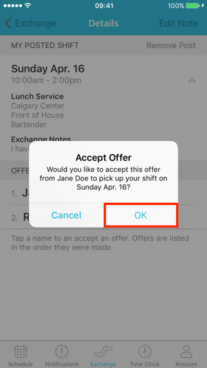Accept Drop Offer