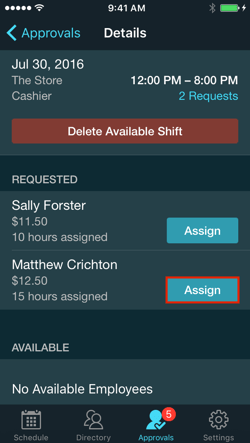 Approving Available Shift Requests 6