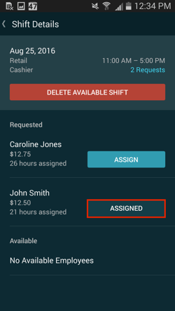 Approving Available Shift Requests android 8