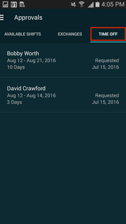 Approving Time Off Requests android 3