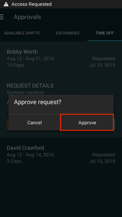 Approving Time Off Requests android 6
