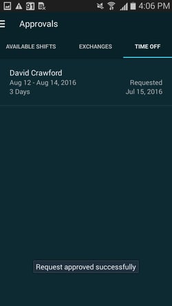 Approving Time Off Requests android 7