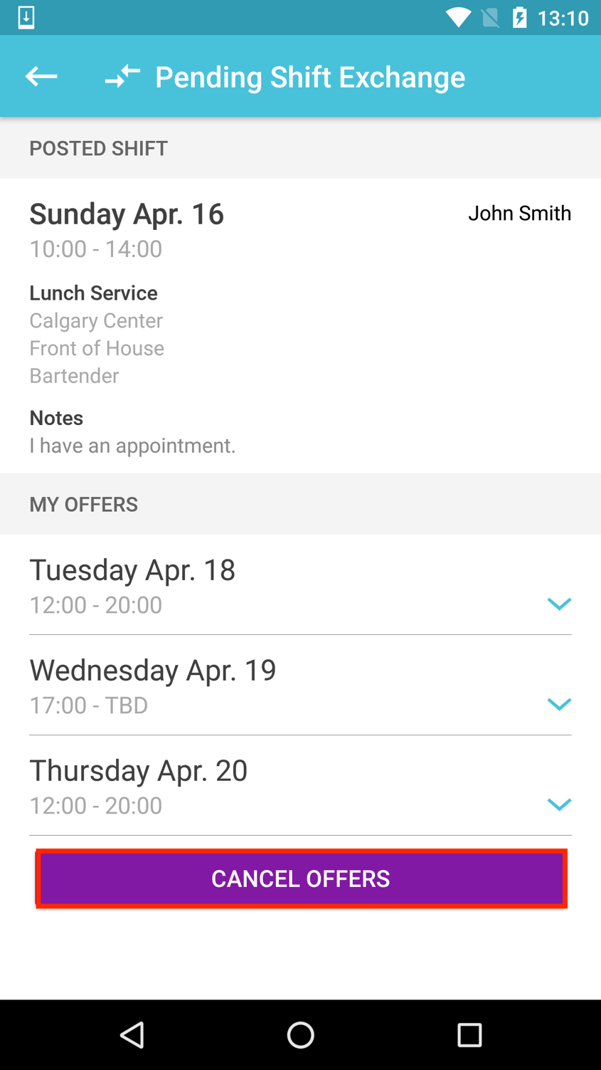 How to Make an Offer on a Shift Exchange