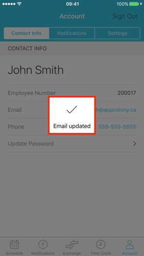 Email Updated