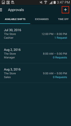 Posting an Available Shift android 3