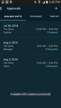 Posting an Available Shift android6