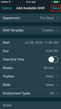 Posting an Available Shift ios 4-1