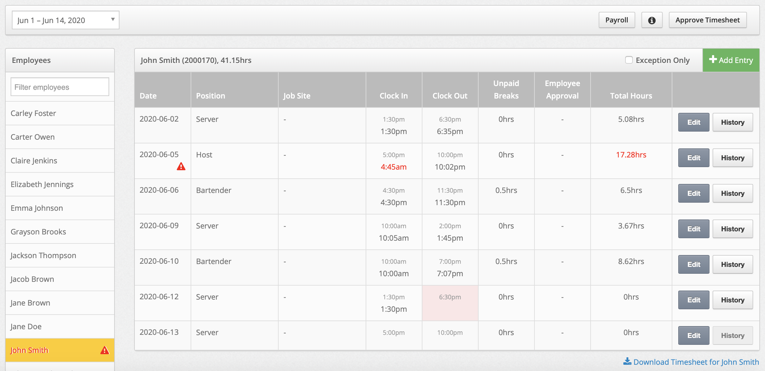 Timesheet Testing How to View a Timesheet Audit