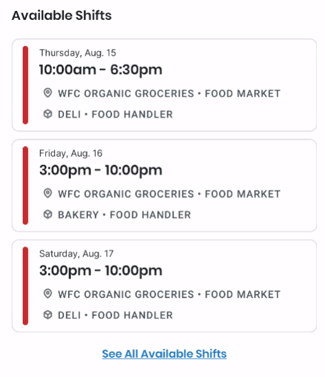 available shifts